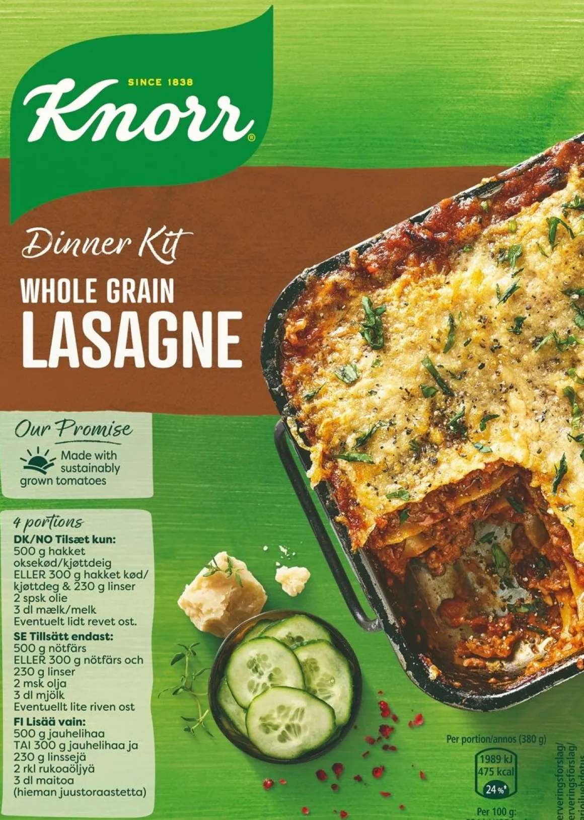 KNORR DINNER KIT WHOLE GRAIN LASAGNETTE 265 G