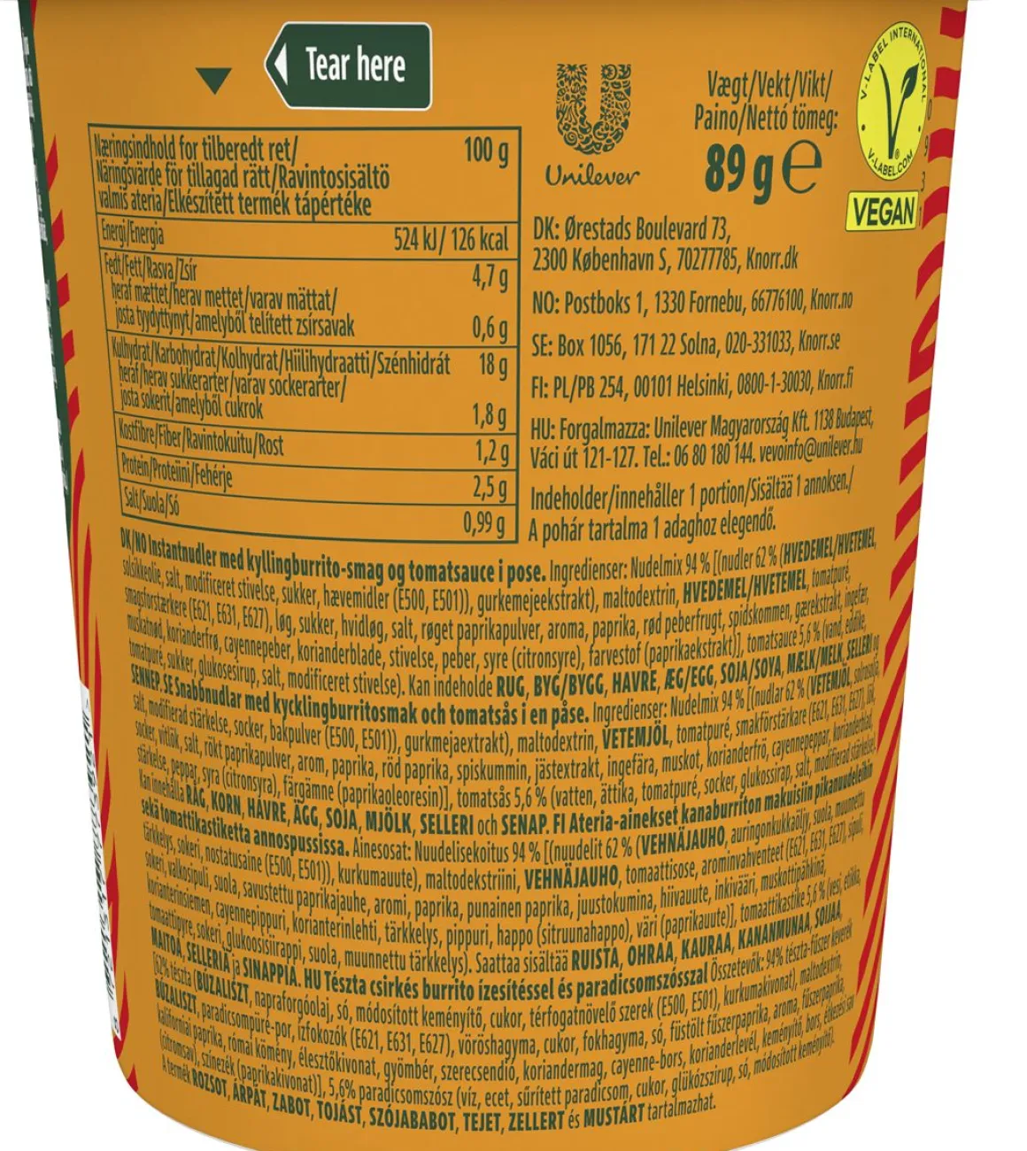 KNORR FUSION NOODLE CHICKEN BURRITO 89 G