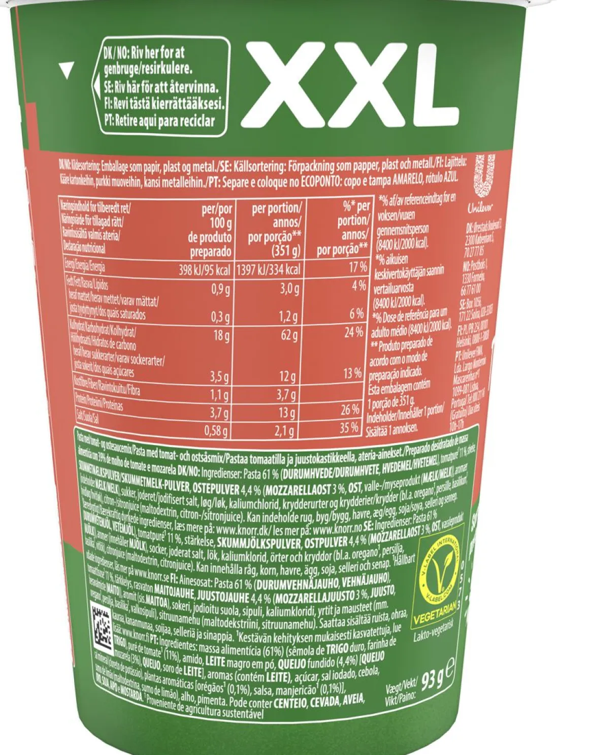 KNORR SNACK POT BIG TOMATO&MOZZARELLA 93 G