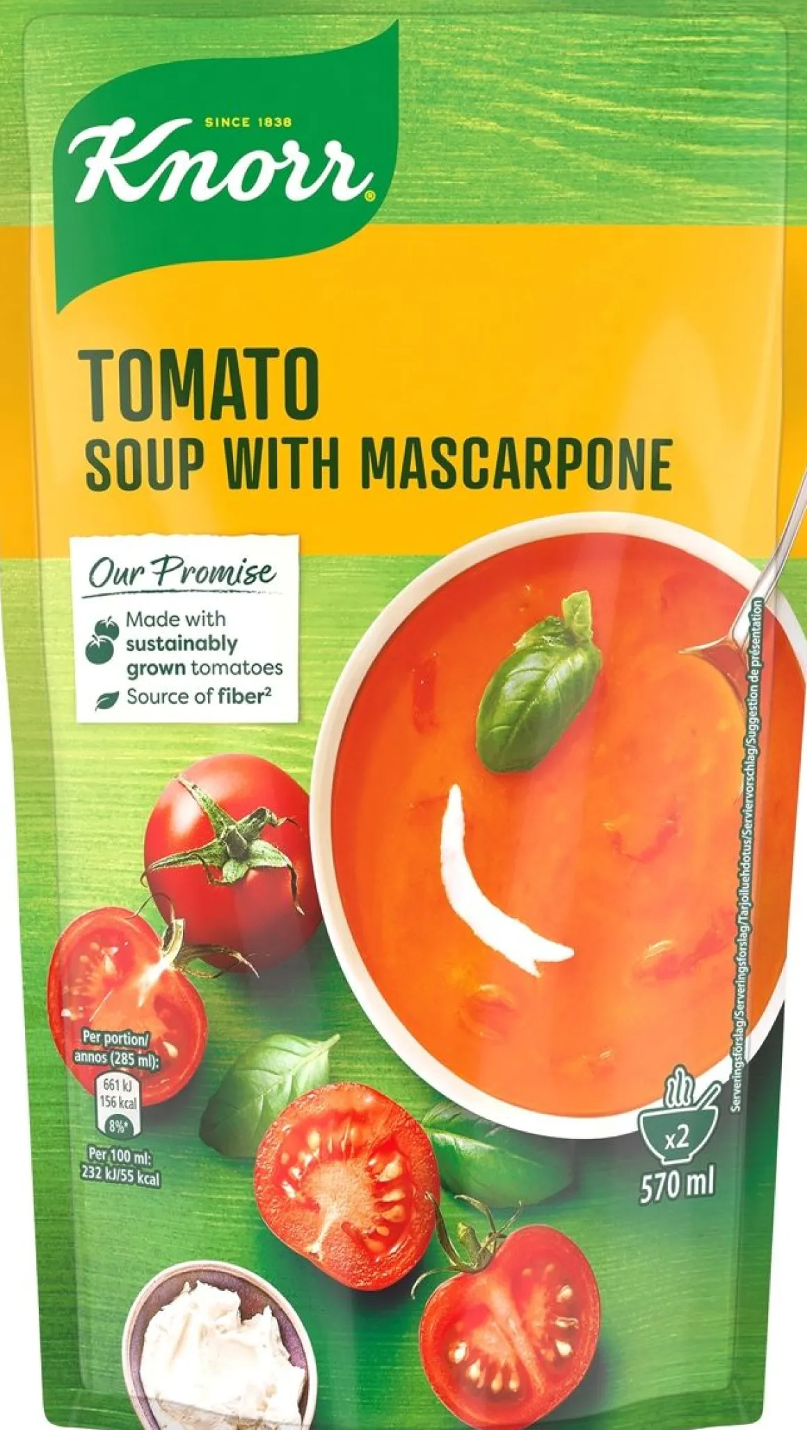 KNORR TOMAATTIKEITTO MASCARPONE-JUUSTOLLA JA AURINKOKUIV