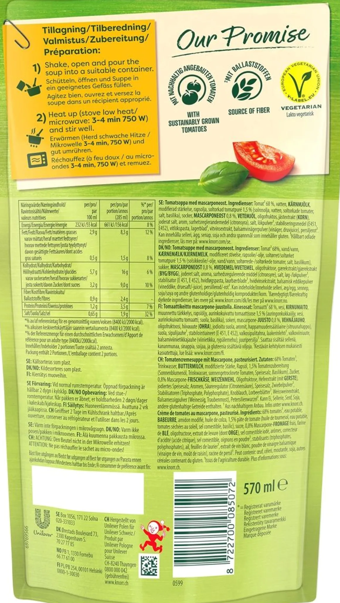 KNORR TOMAATTIKEITTO MASCARPONE-JUUSTOLLA JA AURINKOKUIV