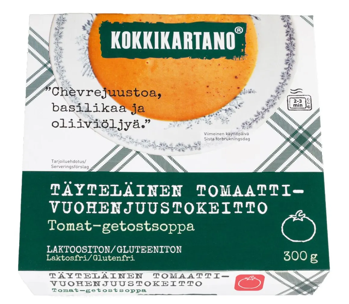 KOKKIKARTANO TÄYTELÄINEN TOMAATTI-VUOHENJUUSTOKEITTO 300 G