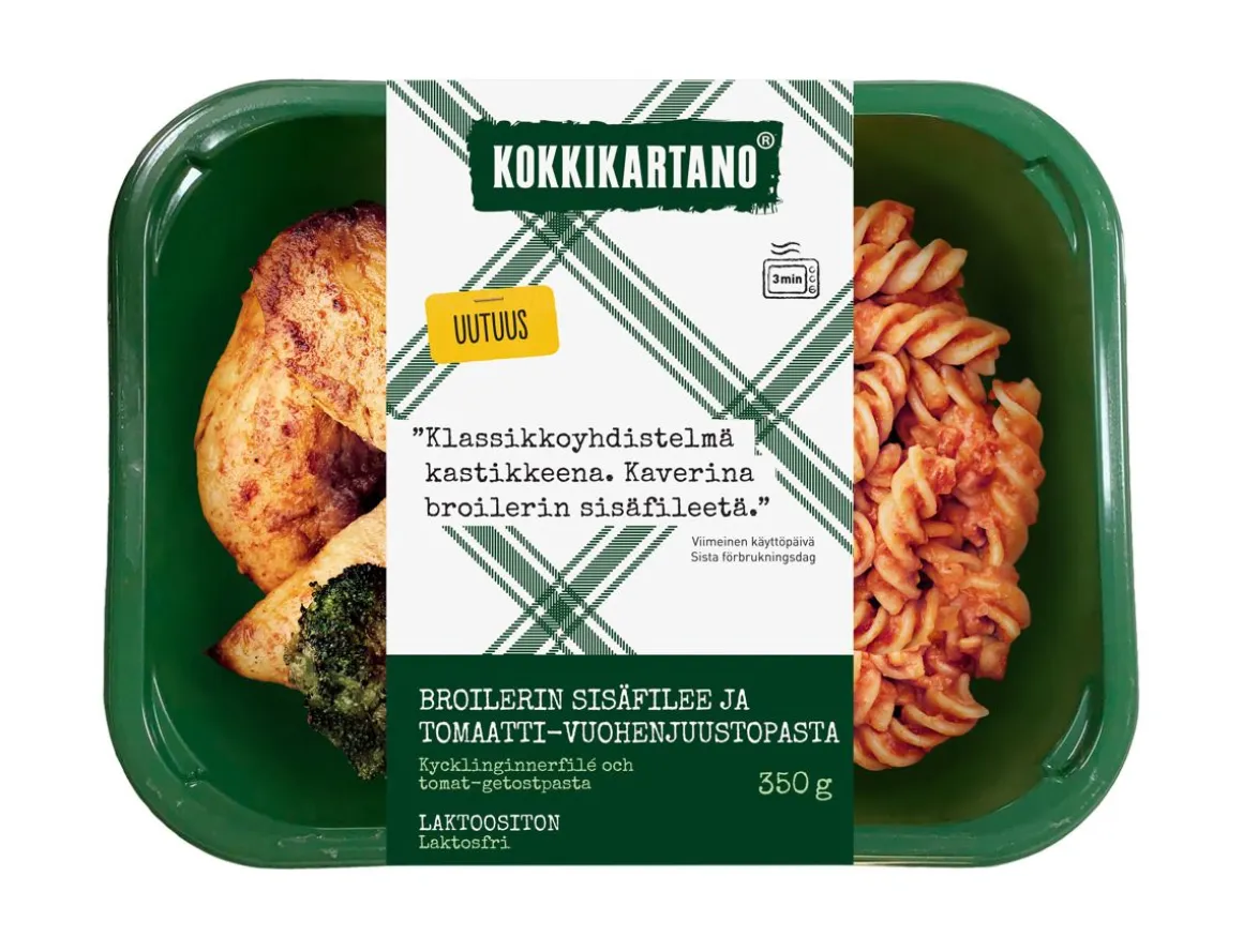 KOKKIKARTANO BROILERIA JA TOMAATTIVUOHENJUUSTOPASTAA 350 G