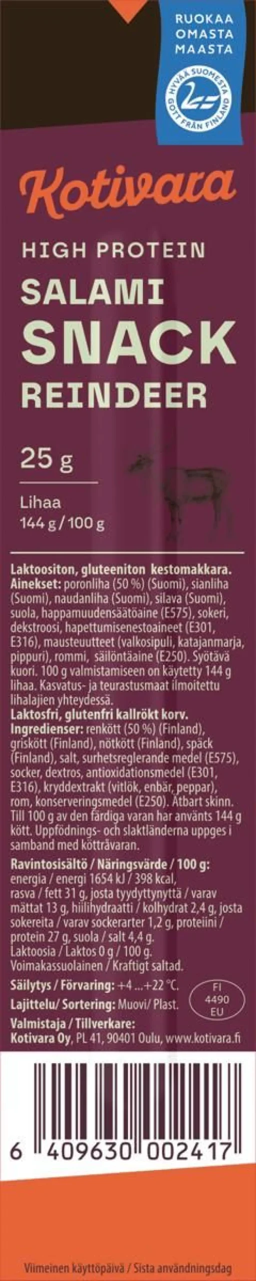 KOTIVARA SALAMI SNACK REINDEER 25 G