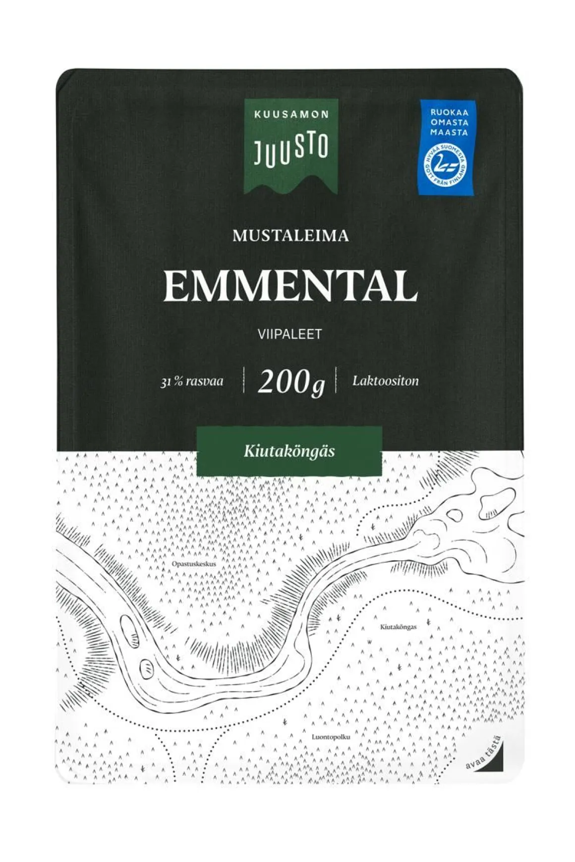 KUUSAMON JUUSTO EMMENTAL MUSTALEIMA VIIPALE 200 G