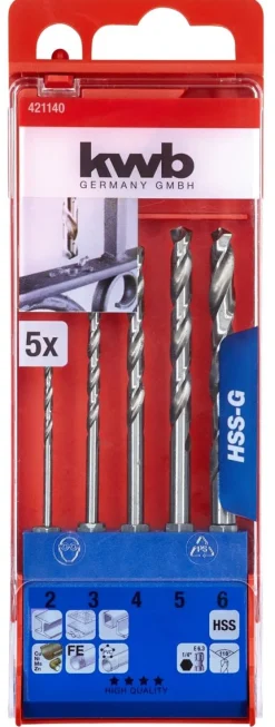 KWB HSS-G PORANTERÄLAATIKKO 5KPL 2-6 MM