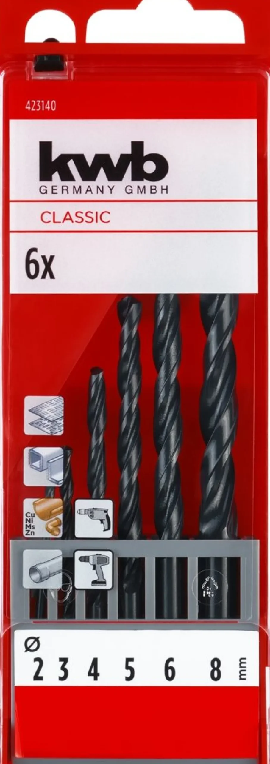 KWB HSS-R PORANTERÄSARJA 6-OSAINEN 2-8 MM