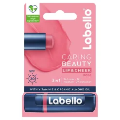 LABELLO CARING BEAUTY ROSE SÄVYTTÄVÄ VOIDE HUULILLE JA POSKILL