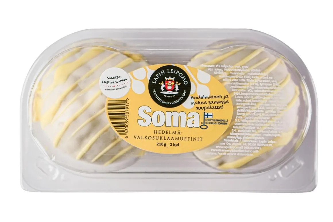 LAPIN LEIPOMO SOMA MUFFINIT HEDELMÄ-VALKOSUKLAA 2KPL 210 G
