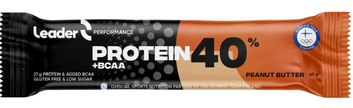 LEADER 40% PROTEIN + BCAA PATUKKA MAAPÄHKINÄVOI 68 G