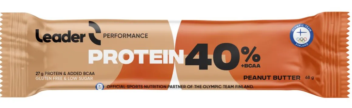 LEADER 40% PROTEIN + BCAA PATUKKA MAAPÄHKINÄVOI 68 G