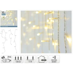 LED 360 JÄÄKITEET VALOSARJA, LÄMMIN VALKOINEN, VAALEA JOHTO, UL