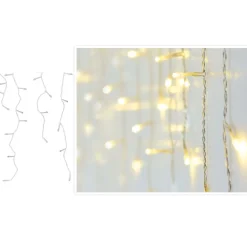 LED 180 JÄÄKITEET VALOSARJA, LÄMMIN VALKOINEN, VAALEA JOHTO, UL