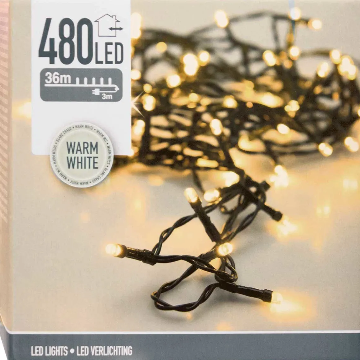 LED 480 VALOSARJA LÄMMIN VALKOINEN, VIHREÄ JOHTO, SISÄ-JA UL
