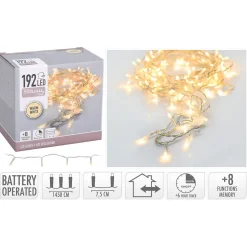 LED 192 VALOSARJA LÄMMIN VALKOINEN, TOIMII PARISTOILLA, ULKO