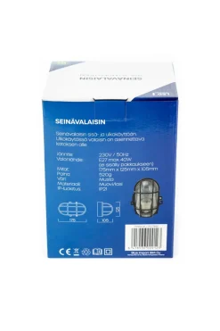 LED ENERGIE LAIVAVALAISIN E27 MAX 40W MUSTA KEHYS JA RISTIKKO