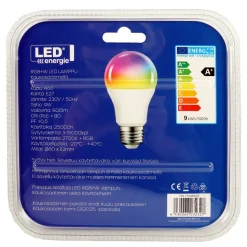 LED ENERGIE LED-VAKIOKUPULAMPPU 9W 800LM RGB+W 2700K A60/E27 KAUKOSÄÄTIMELLÄ