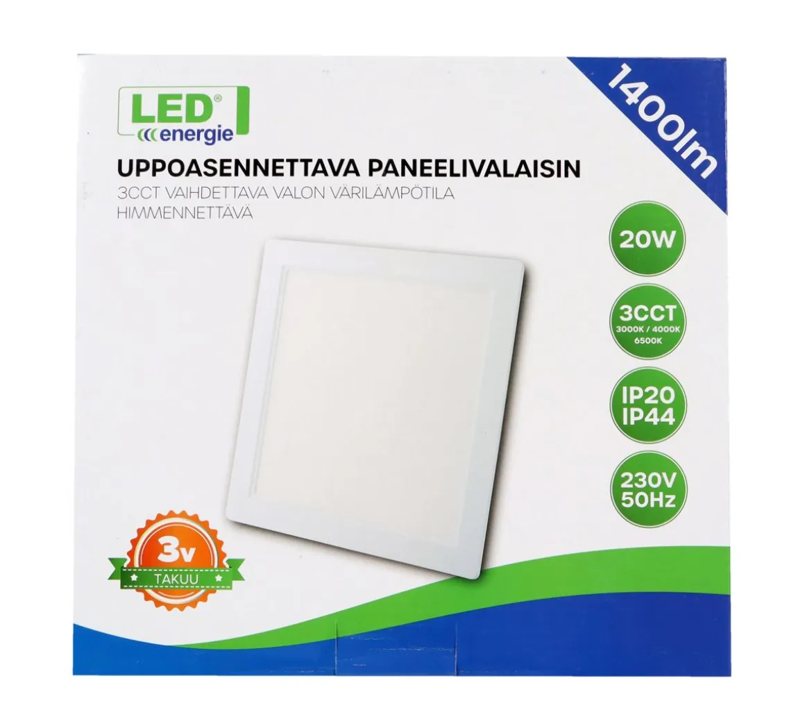LED ENERGIE PANEELIVALAISIN LED 20W, 1400LM, UPPO, 3CCT+HIMMENN