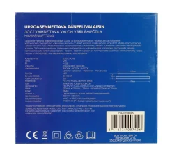 LED ENERGIE PANEELIVALAISIN LED 12W, 900LM, UPPO, 3CCT+HIMMENNE