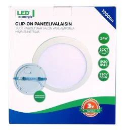 LED ENERGIE PANEELIVALAISIN CLIP-ON 3CCT DIM 24W, 1900LM, 3000-