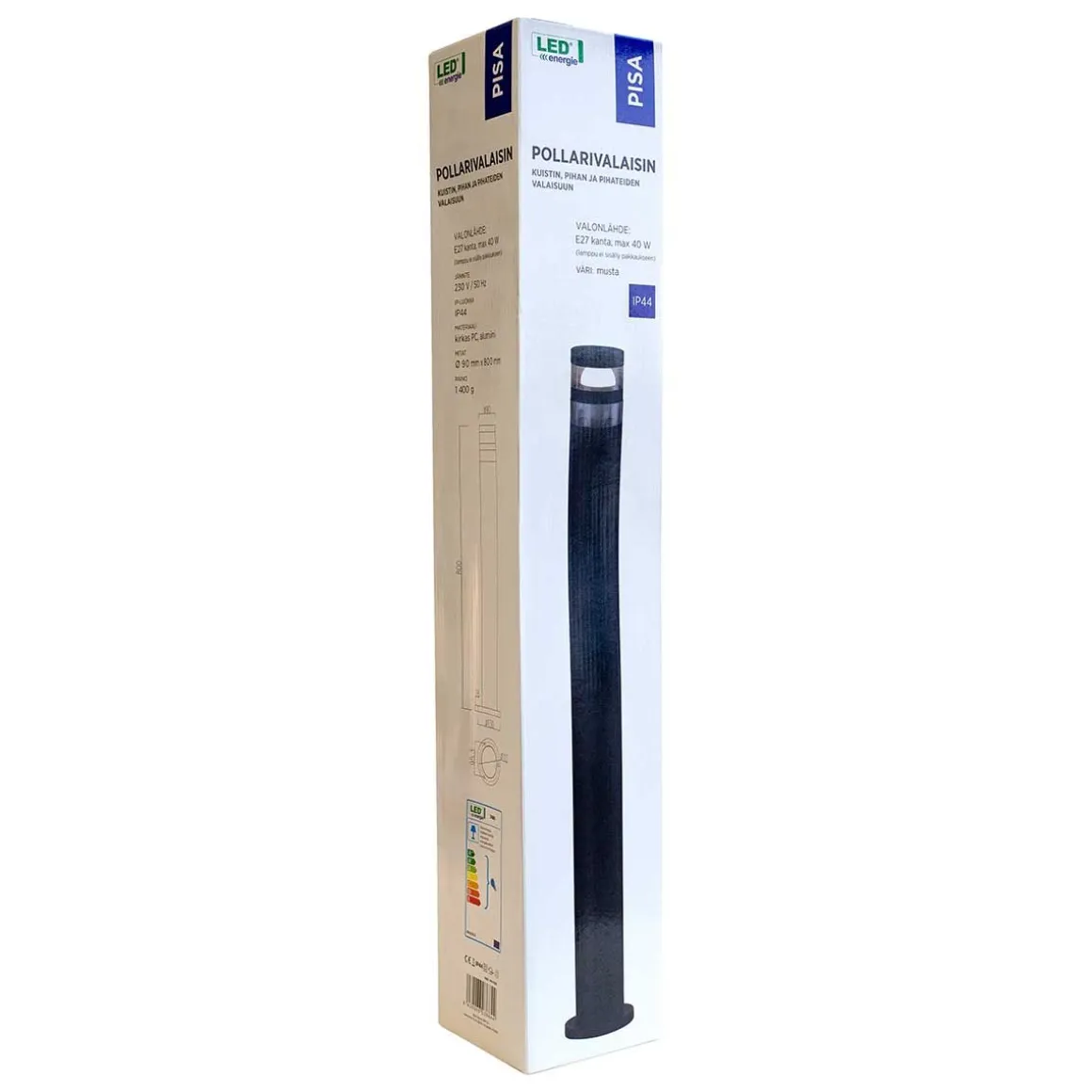 LED ENERGIE POLLARIVALAISIN BONN E27, 800MM, PYÖREÄ, MUSTA
