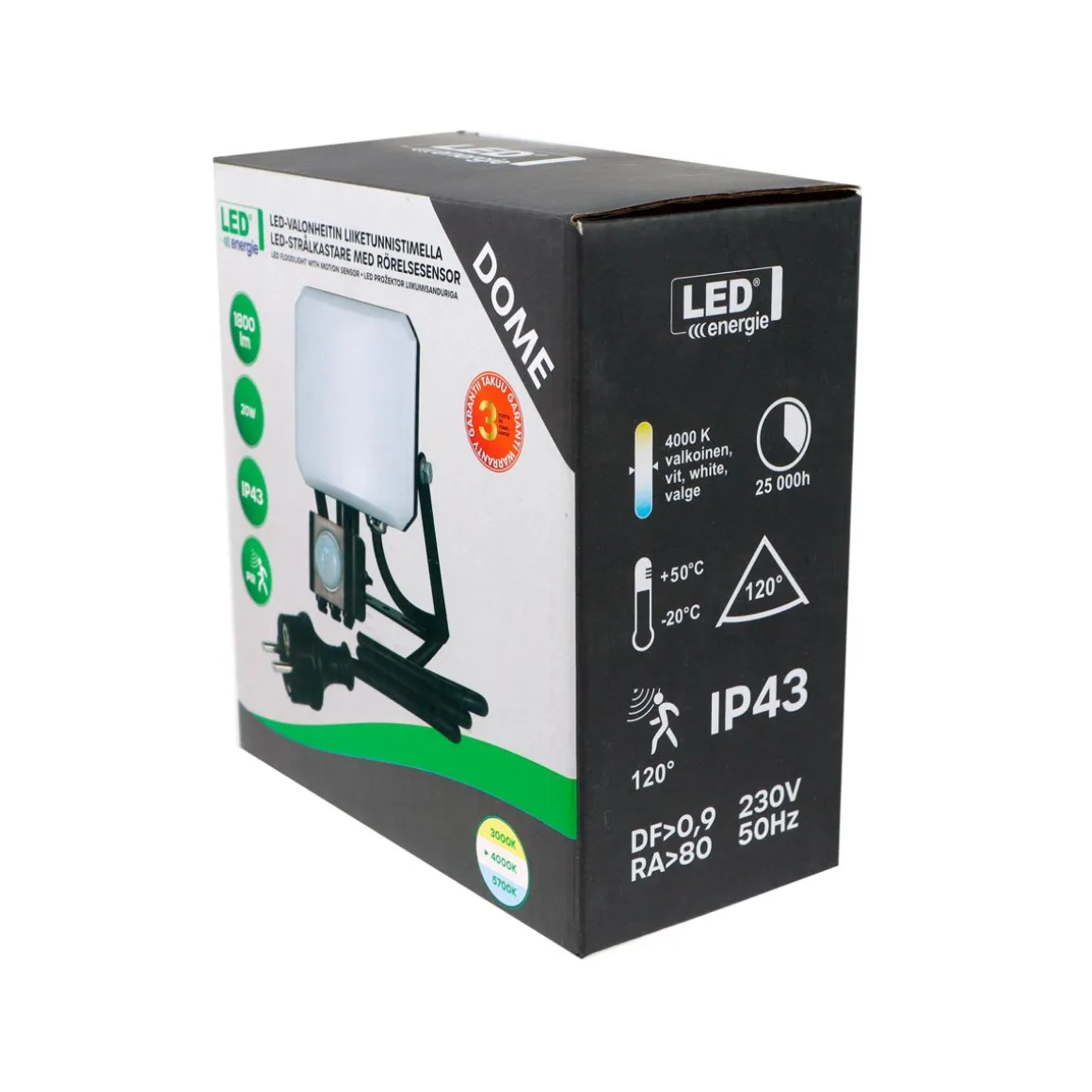 LED ENERGIE VALONHEITIN DOME 20W 1800LM 4000K IP43 PIR