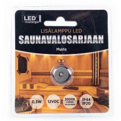 LED ENERGY LED SAUNAVALOSARJAN LISÄLAMPPU, 5M JOHTO, MUSTA (TEFLON)