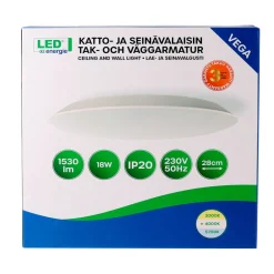 LED ENERGIE KATTOVALAISIN VEGA 18W 1530LM 4000K Ø280MM IP20