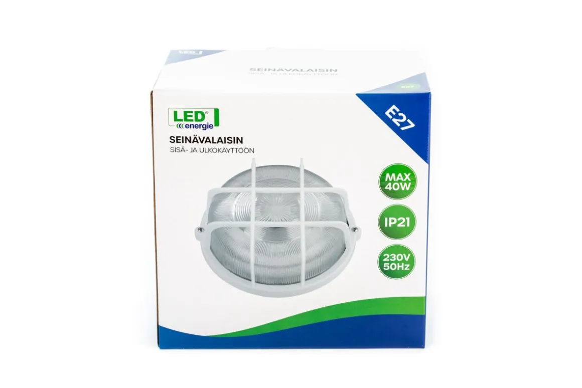 LED ENERGIE LAIVAVALAISIN E27 MAX 40W VALKOINEN KEHYS JA RISTIKKO