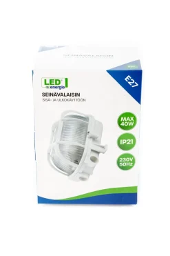 LED ENERGIE LAIVAVALAISIN E27 MAX 40W VALKOINEN KEHYS JA RISTIKKO