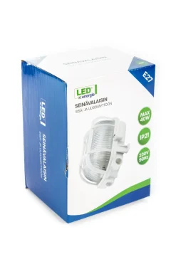 LED ENERGIE LAIVAVALAISIN E27 MAX 40W VALKOINEN KEHYS JA RISTIKKO