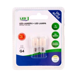 LED ENERGIE LAMPPU G4 12V 1,2W 90LM 3000K 2 KPL