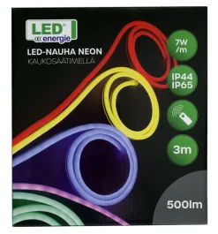LED ENERGIE LED-NAUHA NEON 3M KAUKOSÄÄTIMELLÄ IP44/IP65 RGB+WW