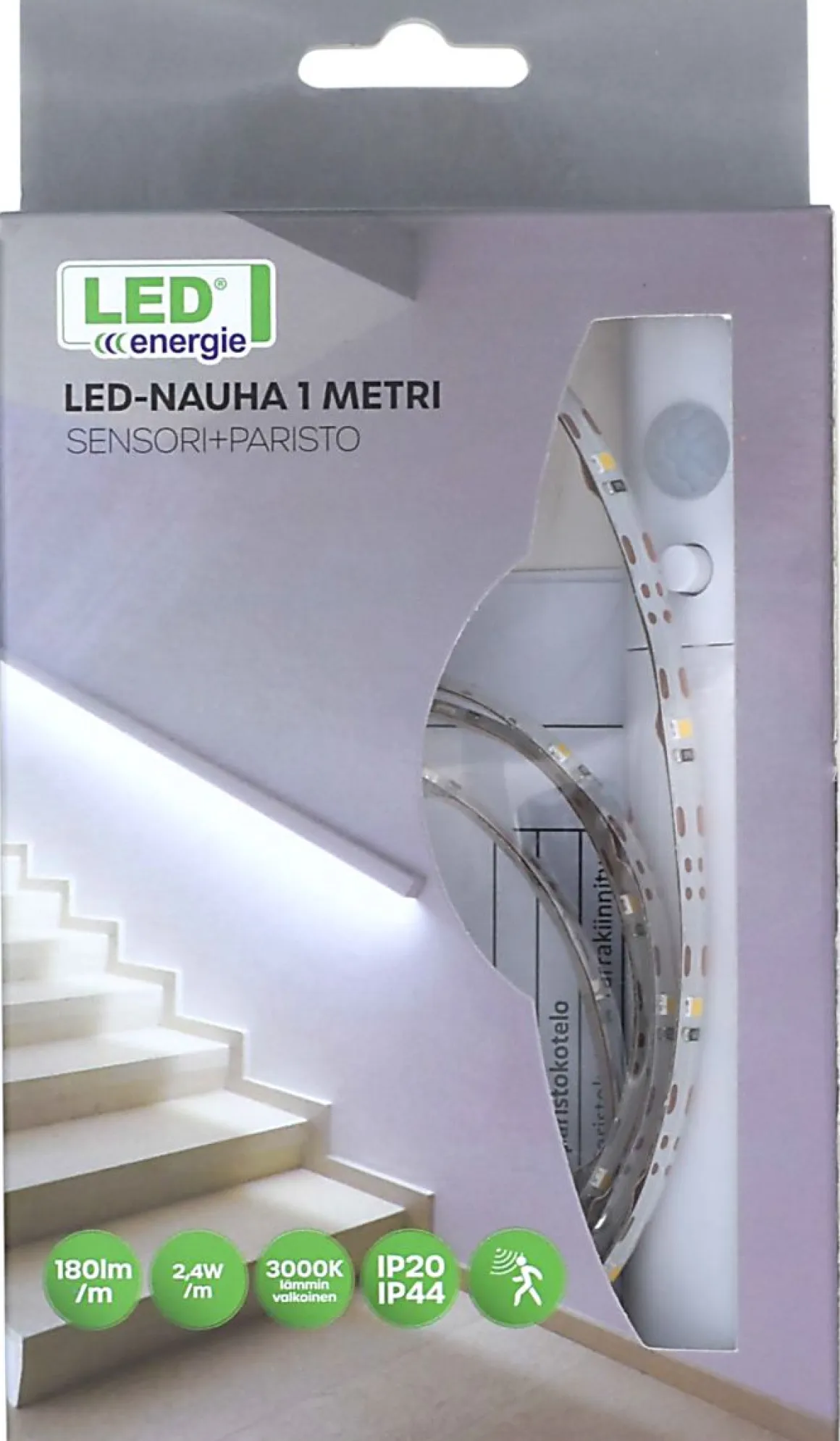LED ENERGIE LED-NAUHA SENSORI+PARISTO IP20/IP44 2,4W 180L