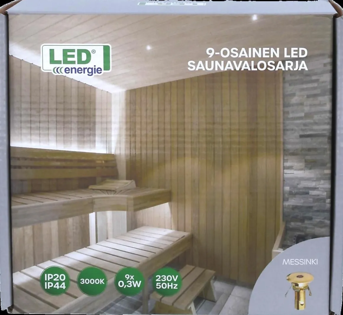 LED ENERGIE LED SAUNAVALOSARJA 9-OSAINEN, MESSINKI (TEFLON)
