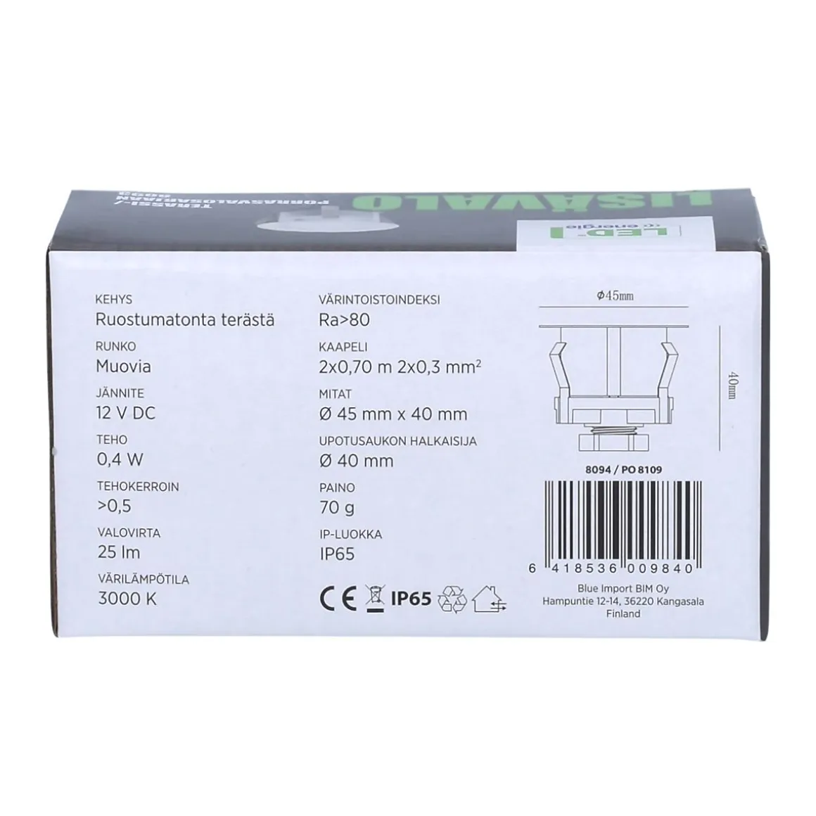 LED ENERGIE LISÄVALO TERASSI-JA PORRASVALOSARJAAN 8098