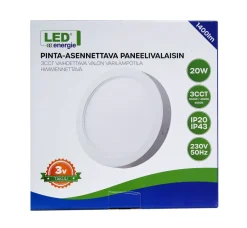 LED ENERGIE PANEELIVALAISIN LED 20W, 1400LM, PINTA, 3CCT+HIMMEN