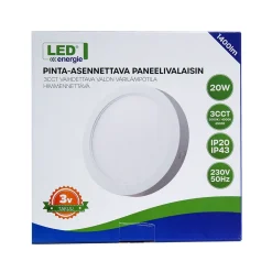 LED ENERGIE PANEELIVALAISIN LED 20W, 1400LM, PINTA, 3CCT+HIMMEN