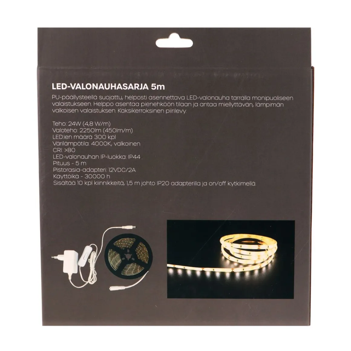 LED ENERGIE VALONAUHASARJA 5M 24W 2250LM 4000K IP20/IP44