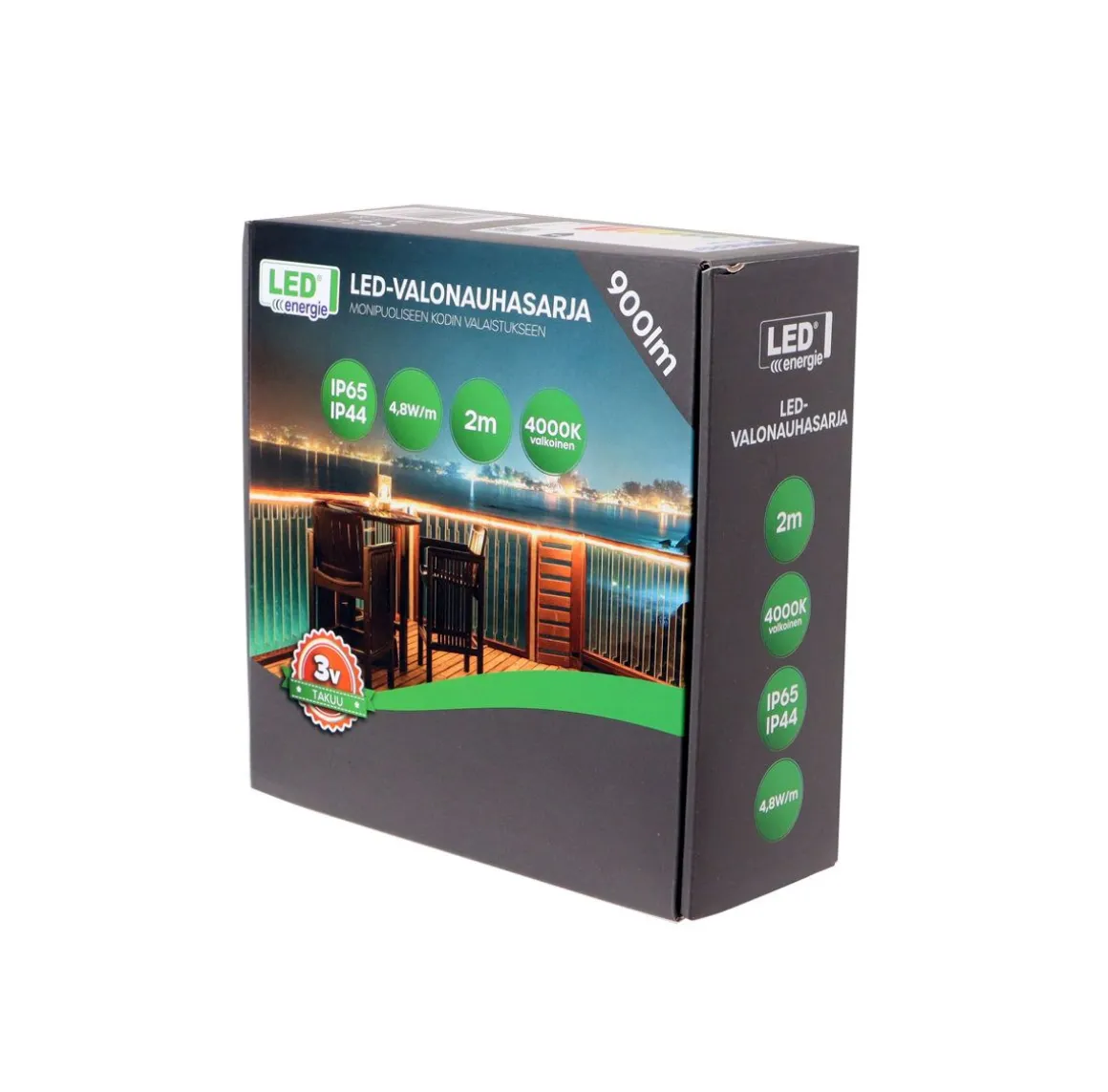 LED ENERGIE VALONAUHASARJA 2M 9,6W 900LM 4000K IP44/IP65