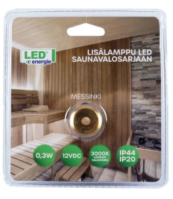 LED ENERGY LED SAUNAVALOSARJAN LISÄLAMPPU, 5M JOHTO, MESSINKI (TEFLON)
