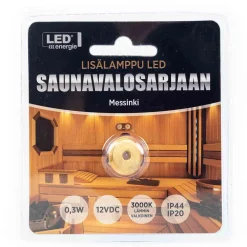 LED ENERGY LED SAUNAVALOSARJAN LISÄLAMPPU, 5M JOHTO, MESSINKI (TEFLON)