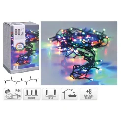 LED 80 PERUSVALOSARJA MULTICOLOUR, TUMMA JOHTO, ULKO- JA SISÄKÄ