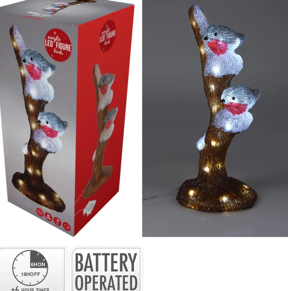 LED VALO LINNUT JA OKSA 41CM