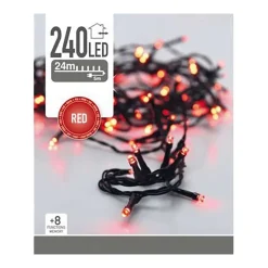 LED 240 VALOSARJA PUNAINEN, TUMMA JOHTO, SISÄ- JA ULKOKÄYTTÖ