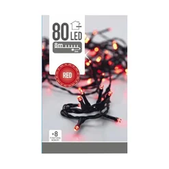 LED 80 VALOSARJA PUNAINEN, TUMMA JOHTO, SISÄ- JA ULKOKÄYTTÖ