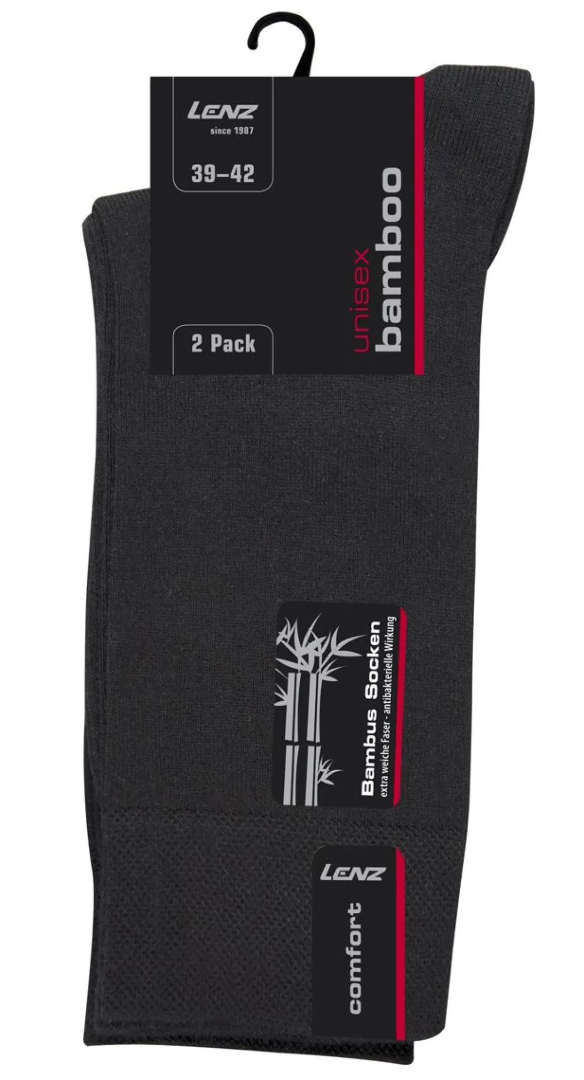 LENZ BAMBU 2-PACK SUKKA MUSTA 35-38