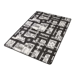 LIIKENNEMATTO 100X150 MUSTA/VALKO