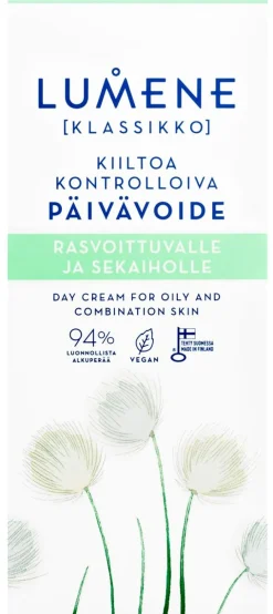 LUMENE KLASSIKKO  KIILTOA KONTROLLOIVA PÄIVÄVOIDE - RASVOITTU