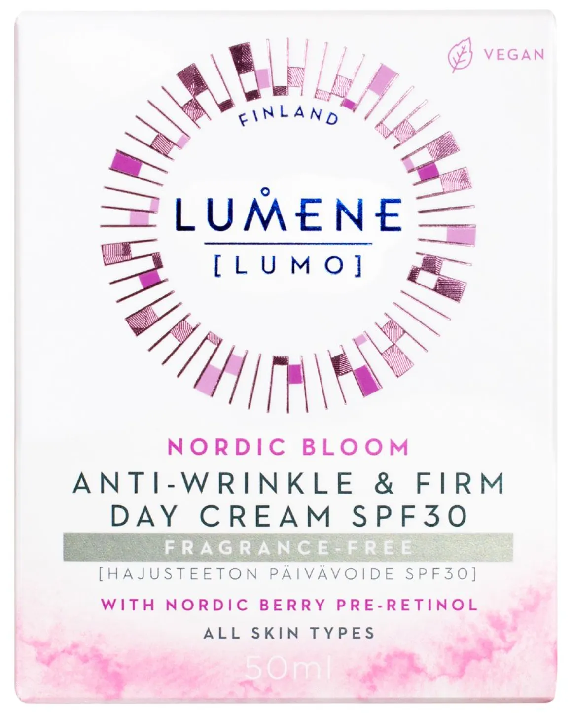 LUMENE LUMO KIINTEYTTÄVÄ HAJUSTEETON PÄIVÄVOIDE SK30 50 ML